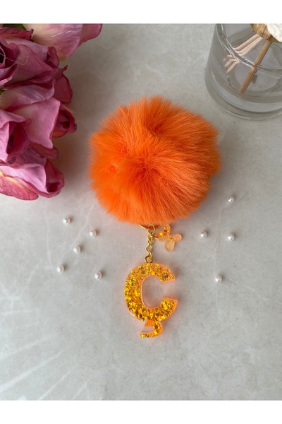 Bellinzona Letter C Vip Orange Orange Glitter Charm&Keychain [with Pompom Opt...