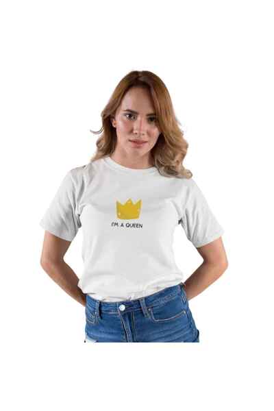 Barinoska Women's White Custom Printed T-Shirt 100% Cotton Modern Fit Crew Ne...