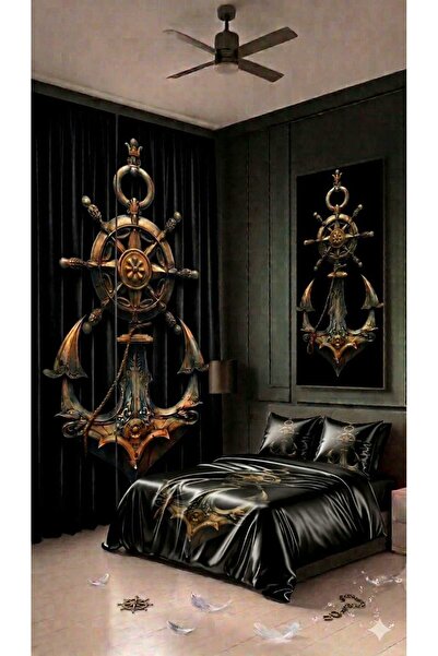 Elmas Dizayn 240*280 cm Double Wing 2 Pieces Background Curtain and 240*260 c...