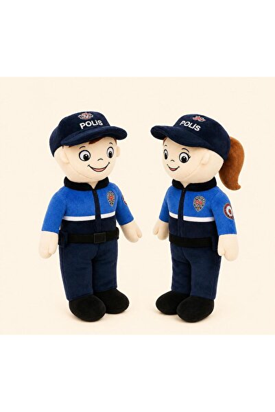 Perababy 45 cm Peluş Polis Oyuncağı Velboa Kumaş Boncuk Elyaf Dolgulu Yumuşak...