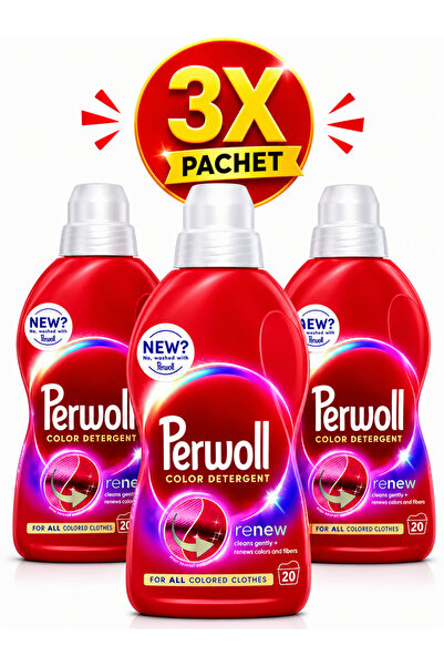 Perwoll - Pachet 3 x Color Detergent Lichid 1 L, Color & Fibre, Total 3 L