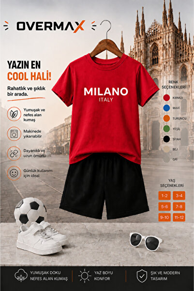OVERMAX Milano Printed Children's Set – T-Shirt & Shorts 2-Piece Combination ...