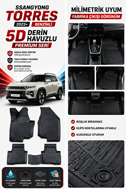 SOLVEKS SSANGYONG TORRES BENZİNLİ 2024 MODEL UYUMLU 5D ARACA ÖZEL OTO PASPAS ...
