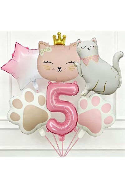 ÇITIPITISTORE Cat-Themed Paw Foil Balloon Birthday Party Set