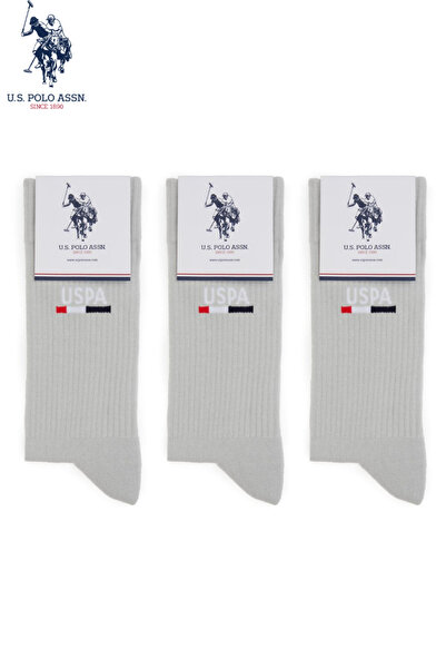 U.S. Polo Assn. 3-Pack Men's Light Gray Soft Textured Cotton Socks