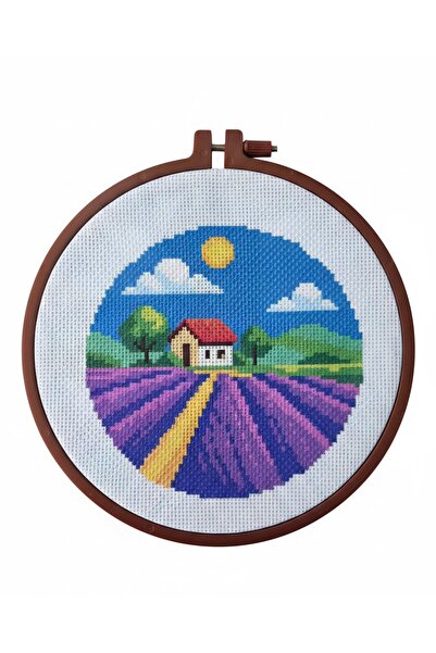 LİVA CRAFT Art & Craft Cross Stitch Starter Kit, Printed Etamin Kit - Lavende...