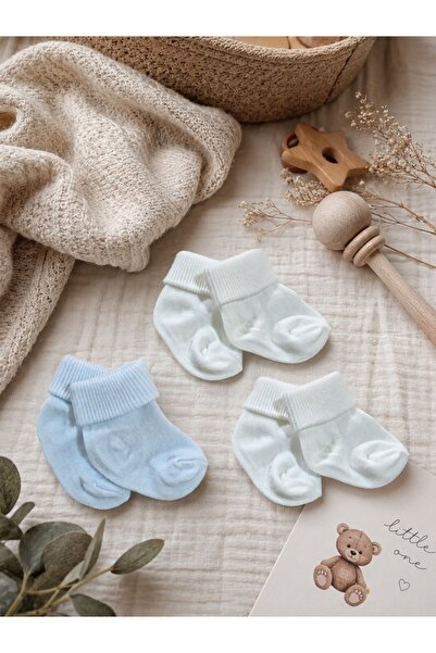 Pure Boutique Комплект от 3 чифта сини, бели и в цвят слонова кост бебешки чо...