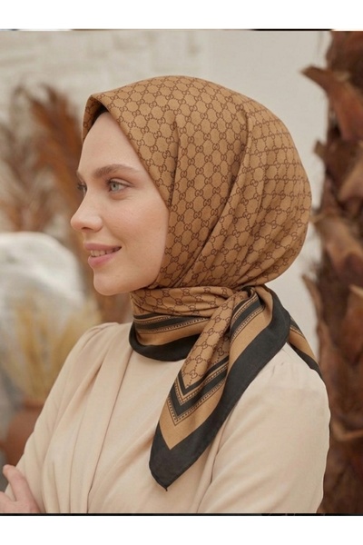Nazellaa Monogram Pattern Soft Scarf - Gold