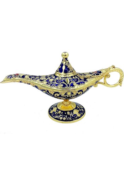 ZARORA Vintage Aladdin Magic Genie Lamp Incense Burners Metal Carved Wishing ...