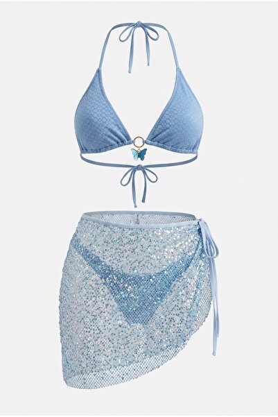 EvaRosabella Butterfly Mavi Pullu Pareo