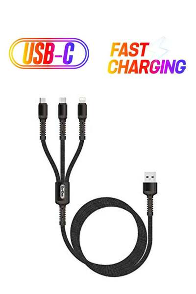ELTRAZONE UC511 3-in-1 Fast Charging Data Cable – Type-C, Micro-USB, and Ligh...