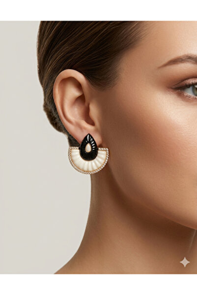By Zeyna Aksesuar Premium Geometric Stone Women's Earrings