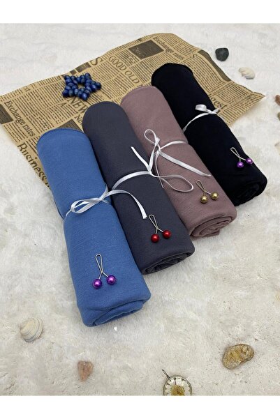 ALTIN DİKİŞ Combed Cotton Shawl Set of 4 Soft Textured Jersey Combed Cotton S...