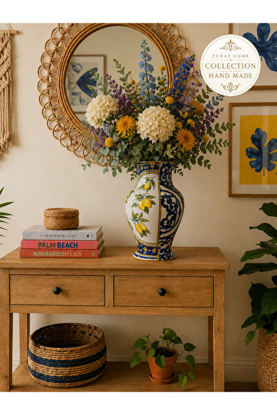 ferayhome Collection Series Handmade Blue and White Lemon Vase - Feray Home