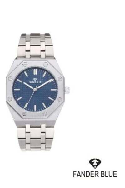 FANDER BLUE Traveler Watch with Silver Steel Strap and Blue Dial