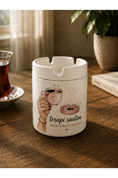 DKY Women's Coffee Enjoyment Themed Special Design Ashtray
