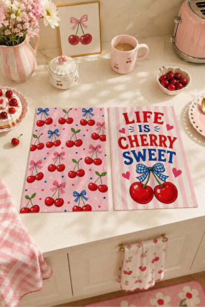 milroma مجموعة مناشف المطبخ الصيفية الأنيقة من Life Is Cherry Sweet Cherry با...