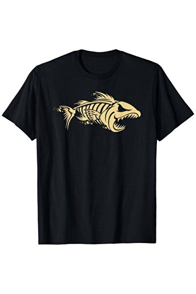 STITCHLY تي شيرت Bonefish Skull للجنسين برقبة دائرية وأكمام قصيرة للاستخدام ا...