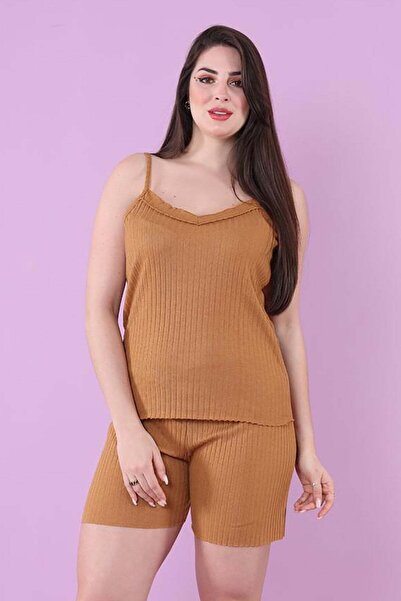 Fulla Moda Corded Strap Shorts Pajama Set