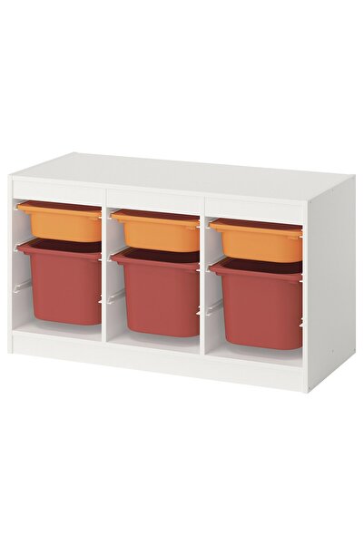 Trofast storage combination, white light orange/red