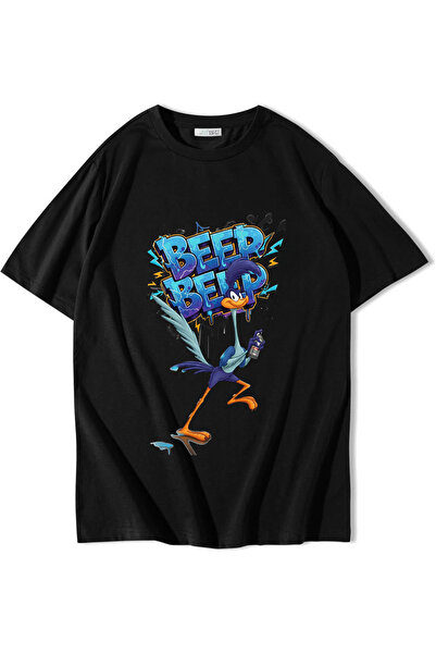 BRZ COLLECTION Unisex Oversize Beep Beep T-shirt Siyah