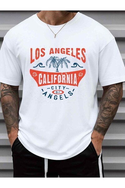 1001 Line قميص رجالي من Los Angeles Vibes بوزن 180 جرام/متر مربع، 100% قطن - ...