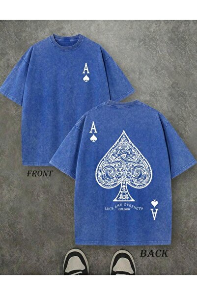 Toum Ace of Spades Printed Washable Vintage Unisex Oversize T-Shirt