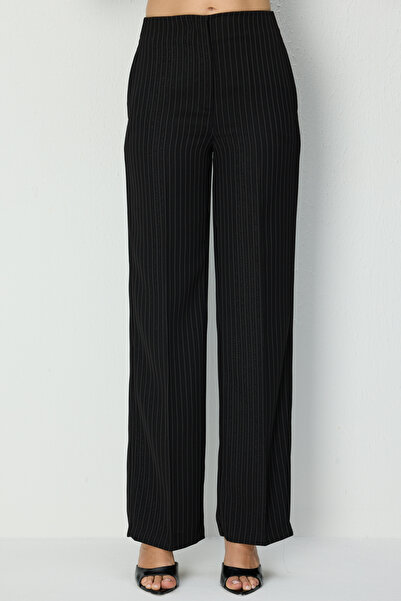 Ekol Striped Patterned Wide Leg Trousers-1344