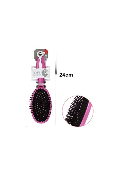 idei Oval brush with cushioning Pillow 24cm metallic pink and white bicolor, ...