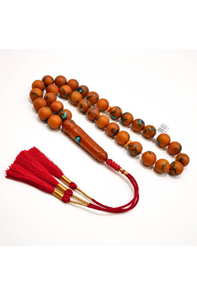 Generic Ma'antak Amber & Silver Rosary 33 Beads 13.5mm Orange Prayer Beads 67...