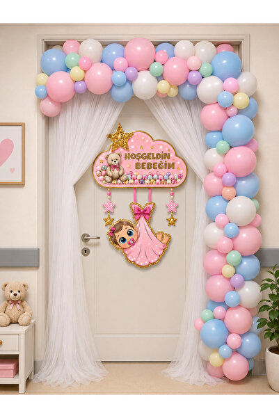 HAPPYLOOPPARTY Roz, alb, albastru, culoare macaron, set de decorațiuni pentru...