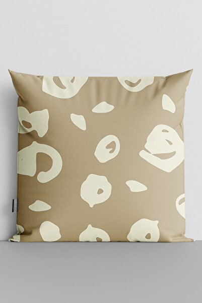 TicaretJet Beige Shapes Double Sided Digital Printed Pillow Throw Pillow Cove...