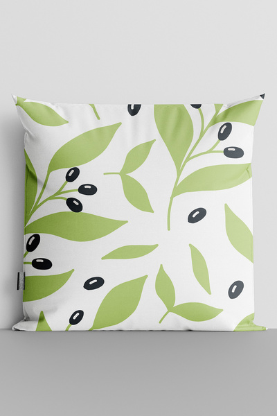TicaretJet Olives and Branches Double Sided Digital Printed Throw Pillow Cover