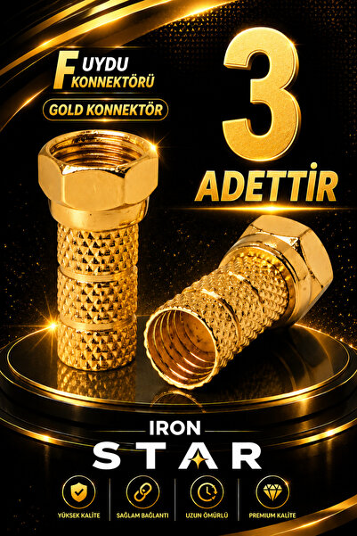 IRONSTAR 3 ADET Gold F uydu konnektörü / RG6 F konnektör / çanak anten bağlan...