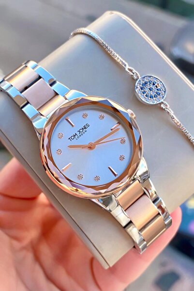 Tom Jones London Women's Watch Rose Silver Color Original Steel 3Atm Waterpro...
