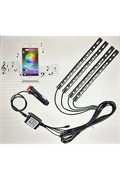 automobile Banda LED RGB Auto pentru mașini - Lumini la picioare 4 benzi + te...