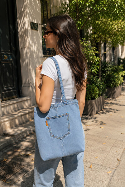 NOXTER JEANS Zippered Denim Shoulder Bag
