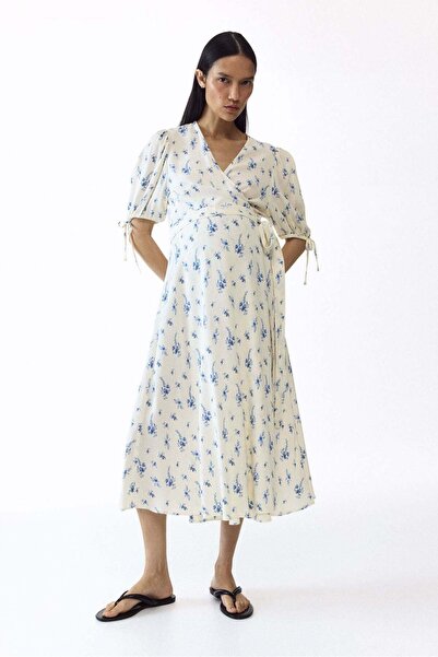 H&M MAMA Puff-sleeved wrap dress