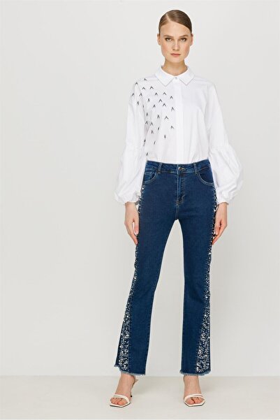 Ghisa İşleme Detaylı Denim Pantolon