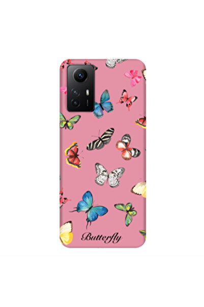 Other Xiaomi Redmi Note 12s Mixed Butterflys Pink Colored Silicone TPU Θήκη