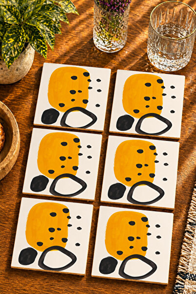 JHAAR Abstract - Bohemian Themed Modern Set of 6 Coasters - Uv Printing Mdf -...