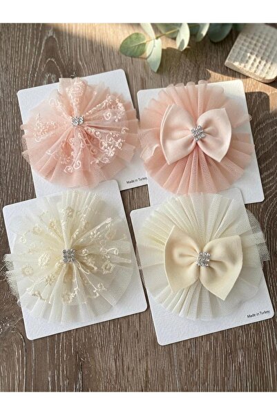 Bebila Baby Kız Bebek Bandana 4'lü Set Lastikli Mevlütlük Resim Çekimi