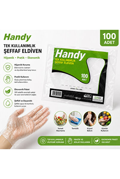 Handy 100'LÜ ŞEFFAF POŞET ELDİVEN (LARGE)