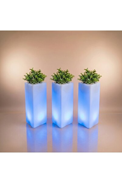 MYASEM STORE Kit 3 Large Triangular Longish Rgb Illuminated Planters for Outd...