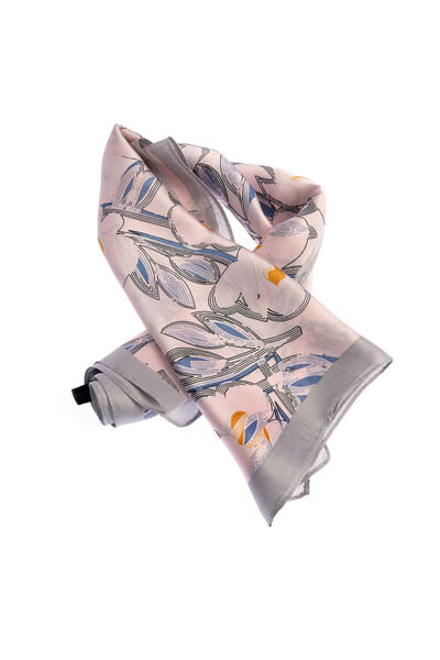 meli melo Esarfa vaporoasa cu model floral modern roz si gri