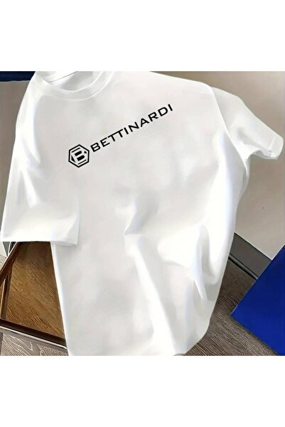212Wear BETTINARDI Men's 180g Pure Cotton T-Shirt - White with Black Logo Pri...