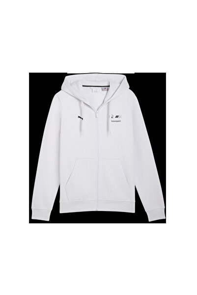 Puma BMW MMS Ess Fleece Jacket Beyaz Erkek Fermuarlı Kapüşonlu Sweatshirt