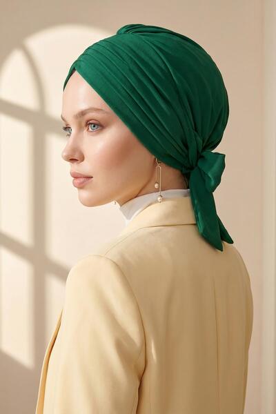 Aisha's Design Pile Detailed Crepe Ready-Made Bonnet Turban, B-86Kr