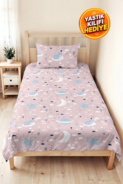 Evimde Bambaşka Pink Space Star Girl's Pique Set - Moon Cloud Blue Baby Room ...