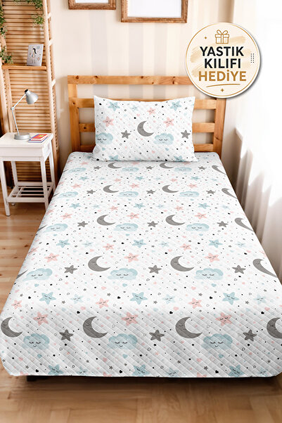 Evimde Bambaşka Moon Cloud Star Patterned Boys' Room Single Pique Set - Mint ...
